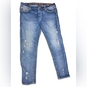Rock Revival Blue Distressed Ankle Jeans